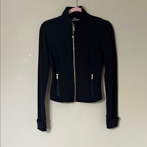 Lululemon Athletica Black Bomber Jacket with Gold Details